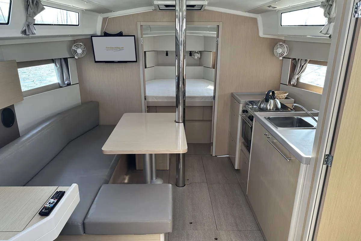 Salon of Tena, a Beneteau Oceanis 38.1 sailboat at Punat, Croatia