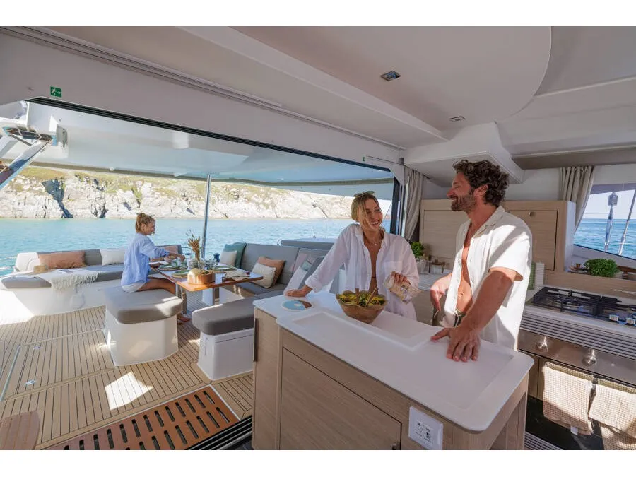 Fountaine Pajot FP 48, a catamaran at es Jonquet, Spain