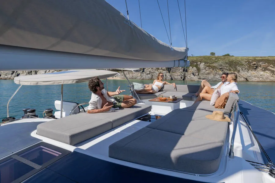 Fountaine Pajot FP 48, a catamaran at es Jonquet, Spain
