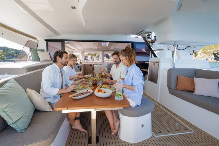 Fountaine Pajot FP 48, a catamaran at es Jonquet, Spain