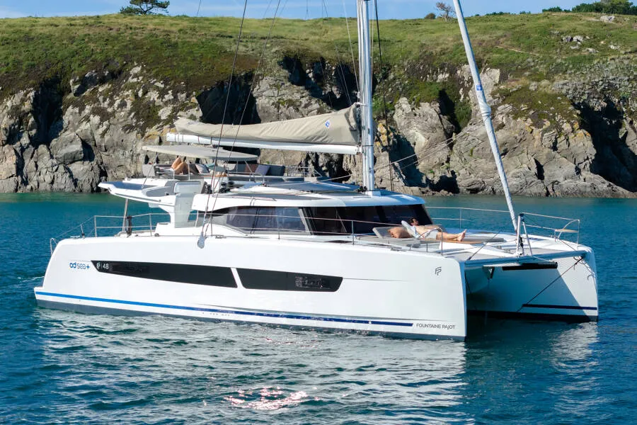 Fountaine Pajot FP 48, a catamaran at es Jonquet, Spain