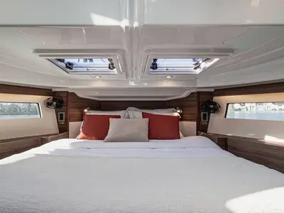 Cabin on Liberty, a Cygnet Liberty motorboat at Migennes, France