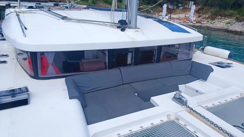 Deck of Nathalie, a Lagoon 450 S catamaran at Split, Croatia
