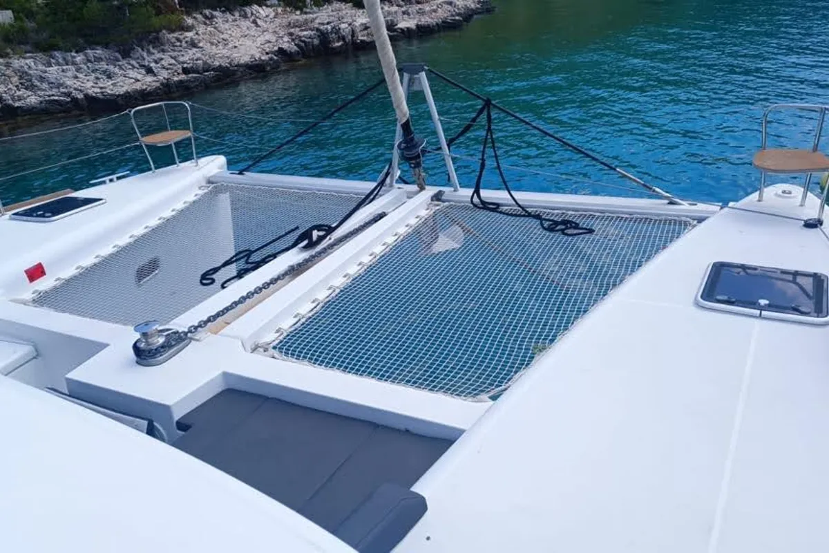 Deck of Nathalie, a Lagoon 450 S catamaran at Split, Croatia
