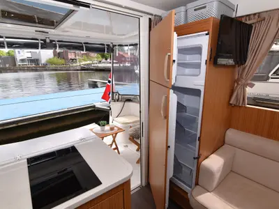 Galley of Dalen, a Greenline 33 motor yacht at Porsgrunn, Norway