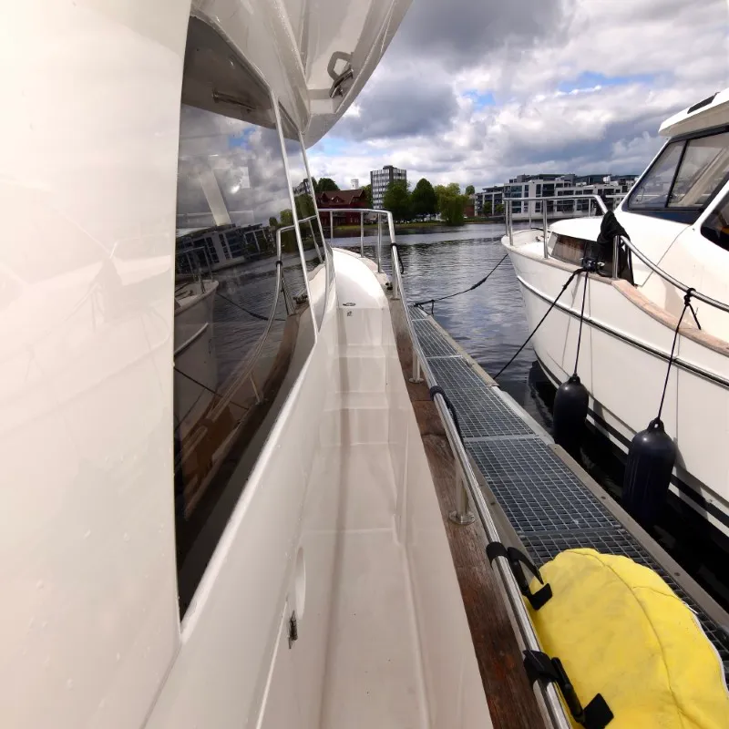 Deck of Dalen, a Greenline 33 motor yacht at Porsgrunn, Norway