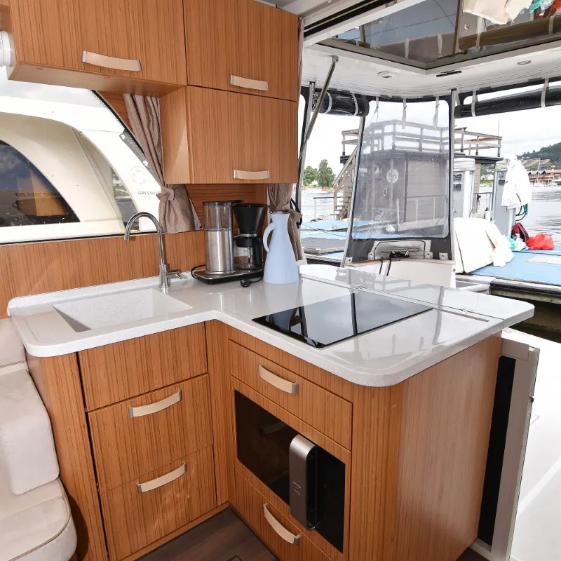 Galley of Dalen, a Greenline 33 motor yacht at Porsgrunn, Norway