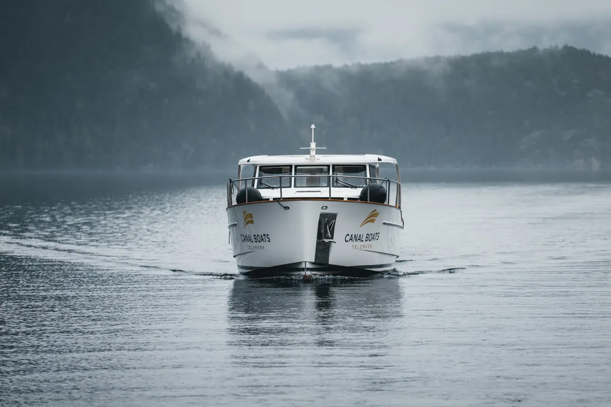Exterior view of Dalen, a Greenline 33 motor yacht at Porsgrunn, Norway