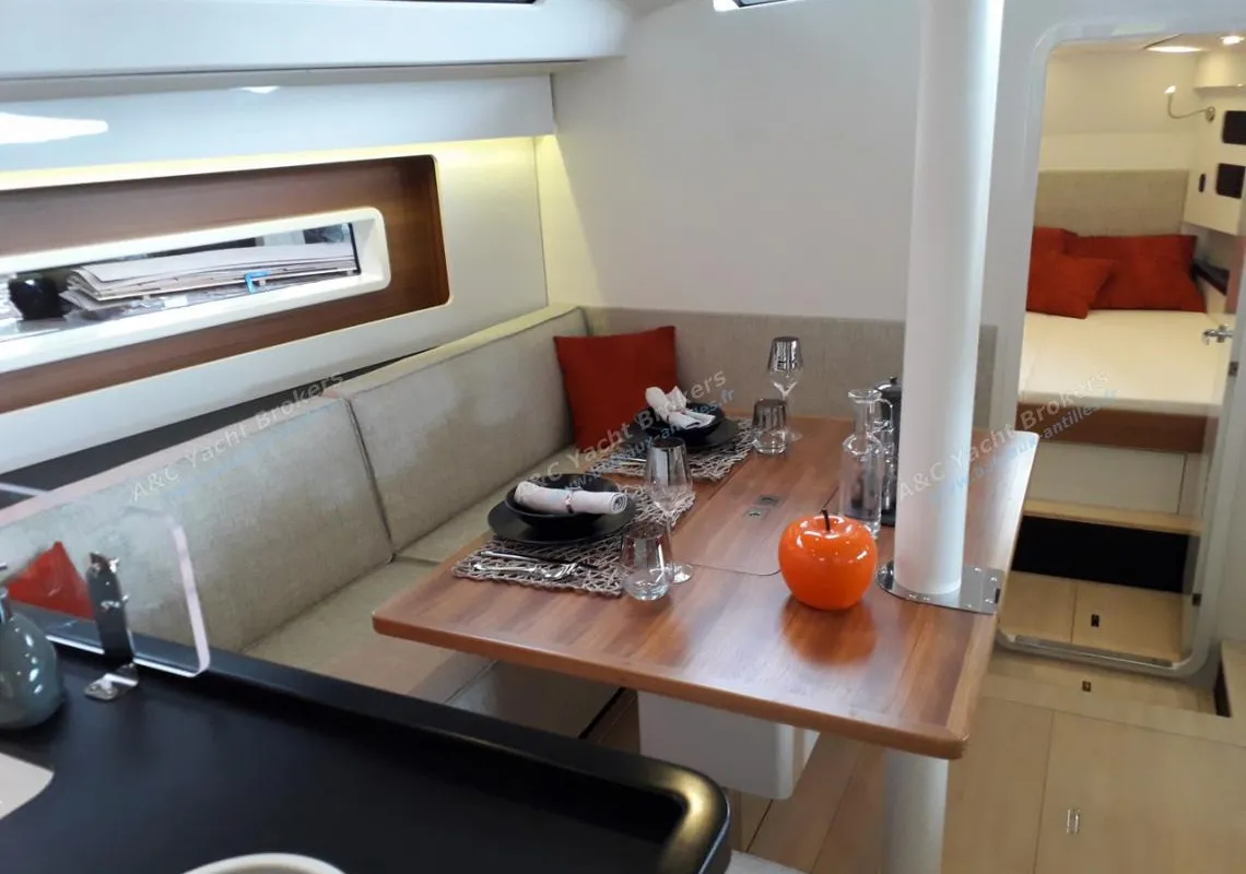 Salon of Caribbean Dandy, a RM 1180 sailboat at La Favière, France