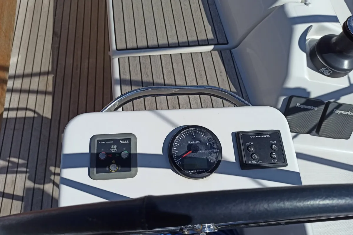 Cockpit of Esko (ex Manca), a Dufour 390 GL sailboat at Grad Pula, Croatia