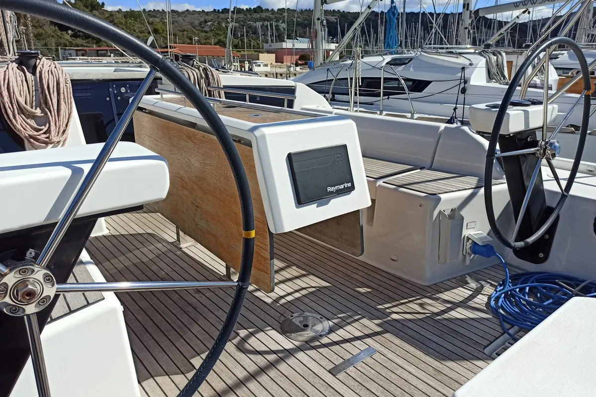 Deck of Esko (ex Manca), a Dufour 390 GL sailboat at Grad Pula, Croatia