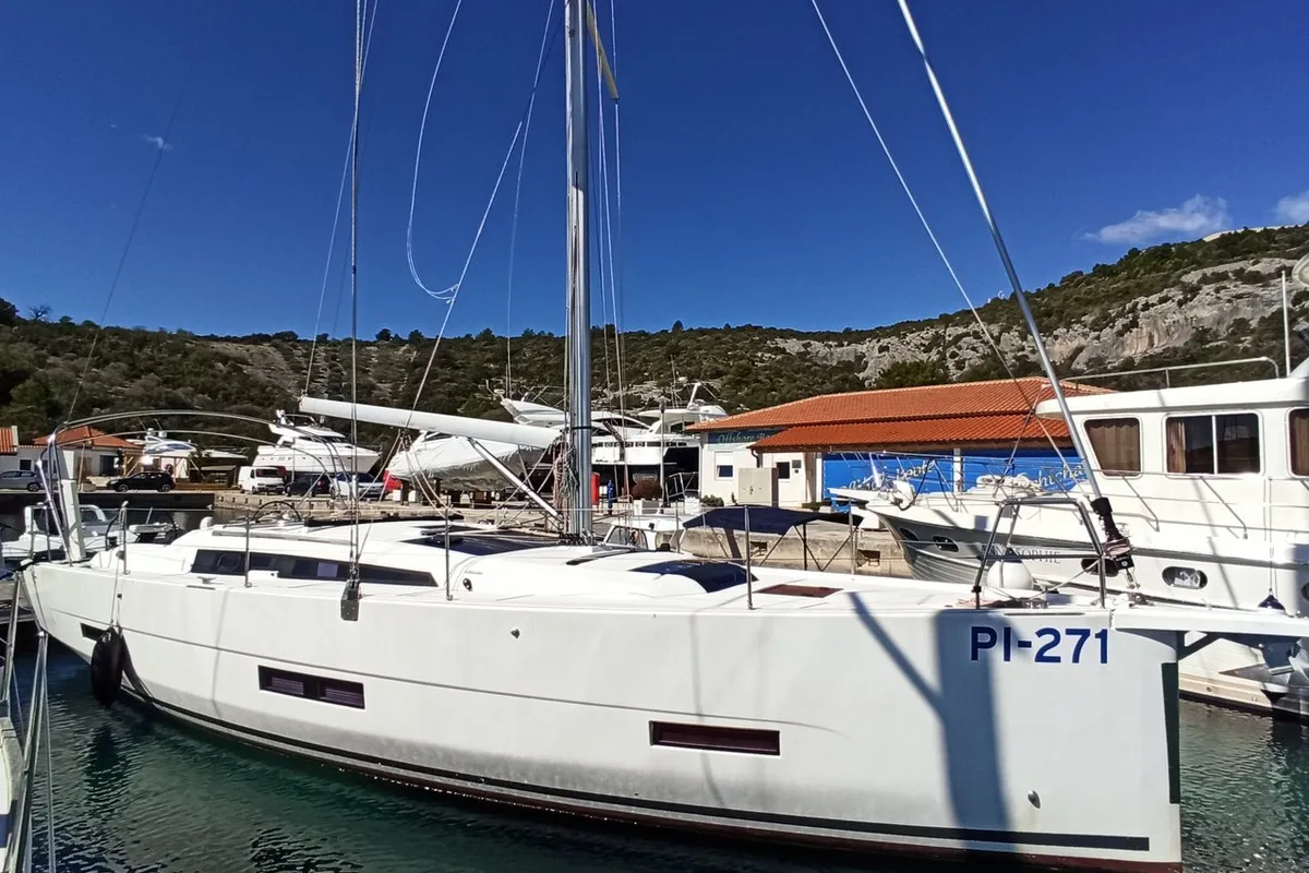 Exterior view of Esko (ex Manca), a Dufour 390 GL sailboat at Grad Pula, Croatia