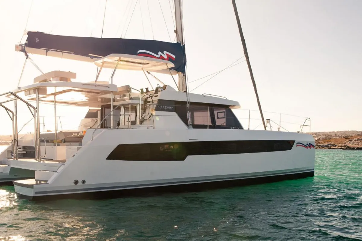 Moorings 4200/3 Club, a Leopard 42 catamaran at Central Abaco, Bahamas
