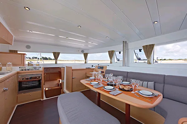 Salon of PirElli, a Lagoon 42 catamaran at Sant Antoni de Portmany, Spain