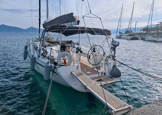 Deck of Santana, a Bavaria Cruiser 40 sailboat at Volos, Greece