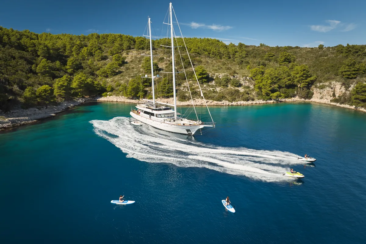 Exterior view of Lady Gita, a Gulet Motor sailer motor yacht at Split, Croatia