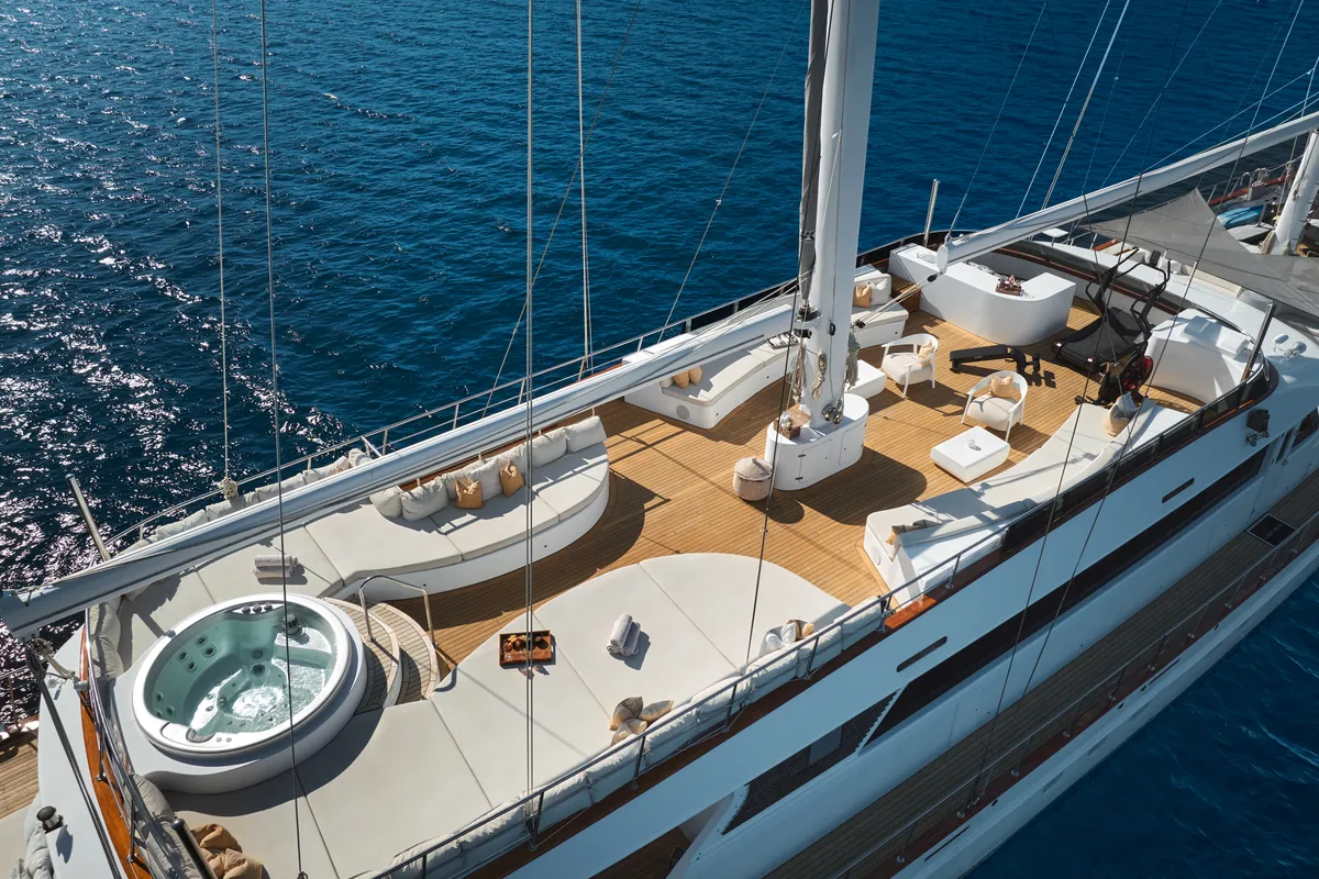Exterior view of Lady Gita, a Gulet Motor sailer motor yacht at Split, Croatia