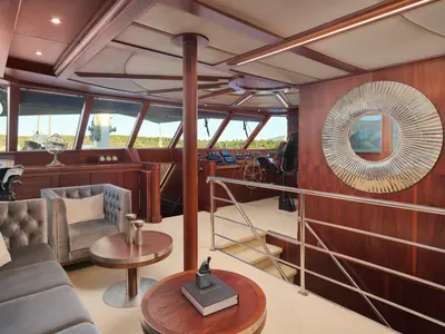 Cockpit of Lady Gita, a Gulet Motor sailer motor yacht at Split, Croatia