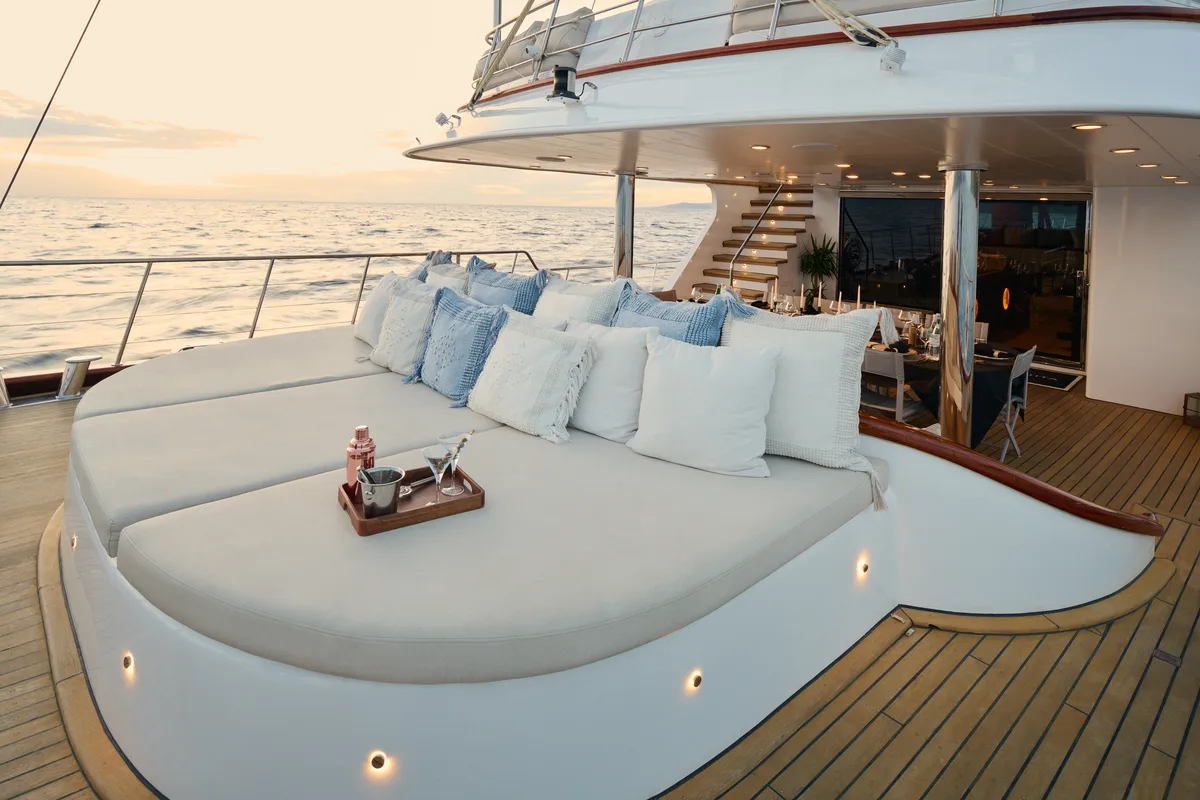 Deck of Lady Gita, a Gulet Motor sailer motor yacht at Split, Croatia