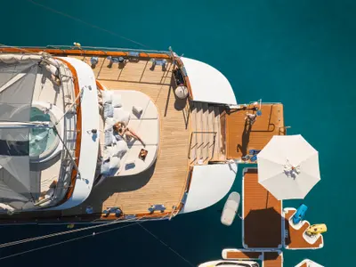 Salon of Lady Gita, a Gulet Motor sailer motor yacht at Split, Croatia