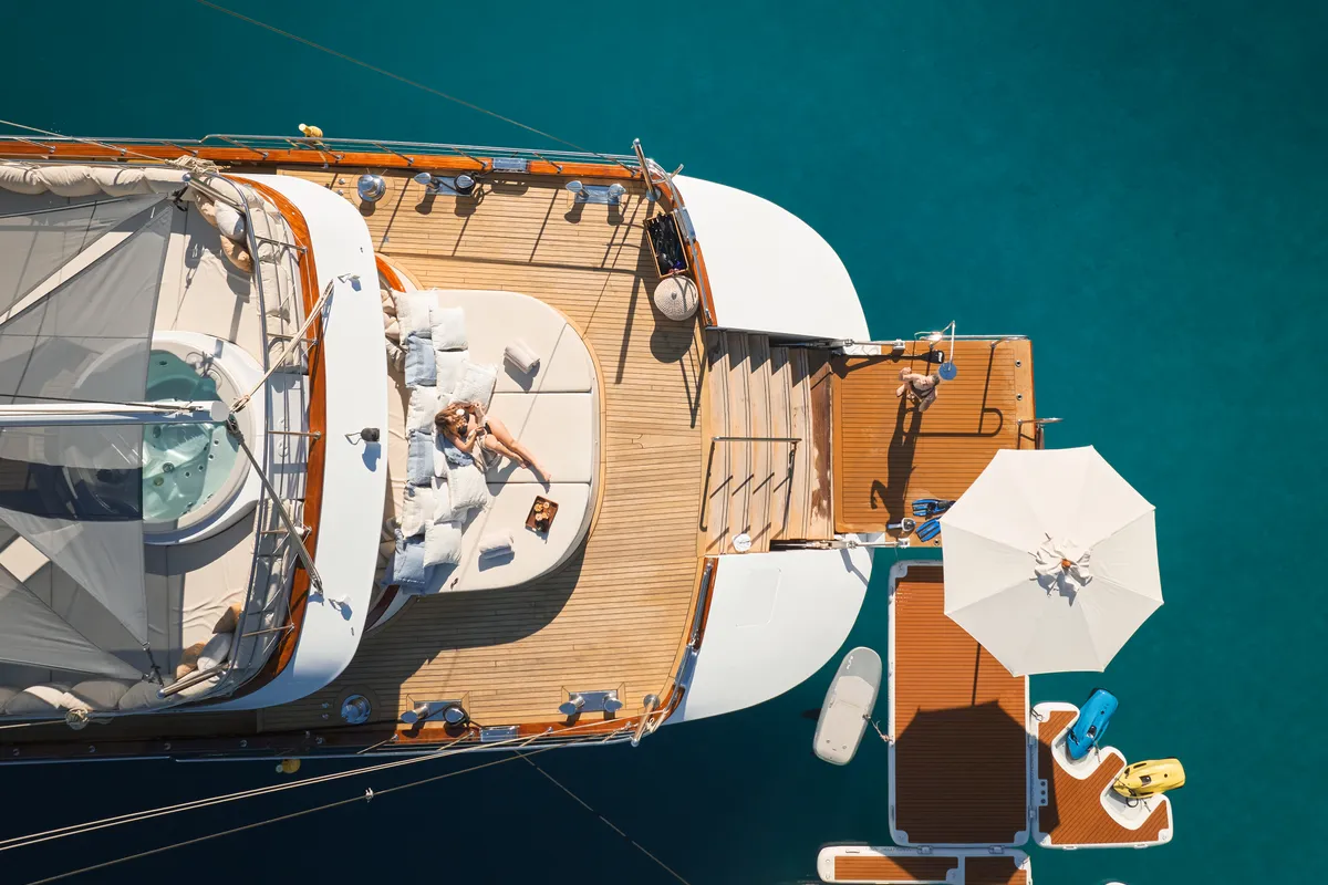 Salon of Lady Gita, a Gulet Motor sailer motor yacht at Split, Croatia