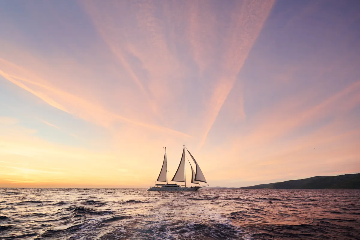 Exterior view of Lady Gita, a Gulet Motor sailer motor yacht at Split, Croatia