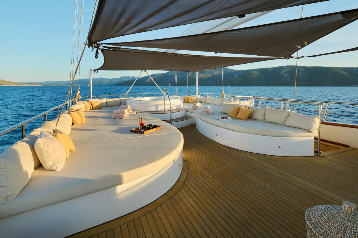Exterior view of Lady Gita, a Gulet Motor sailer motor yacht at Split, Croatia