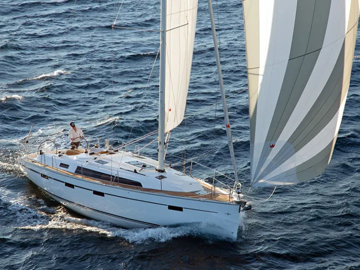 Exterior view of AF-B41C, a Bavaria Cruiser 41 sailboat at Athens, Greece