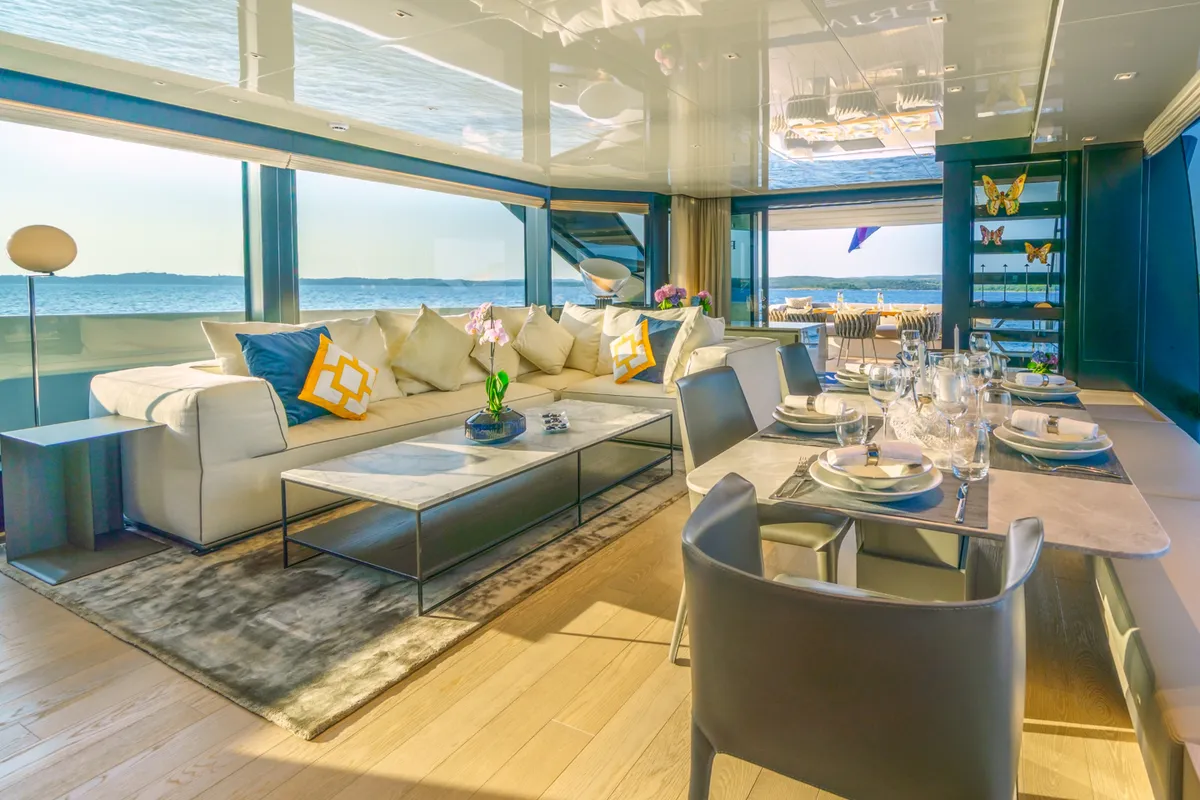 Salon of Primus, a San Lorenzo SL 96 motor yacht at Seget Donji, Croatia
