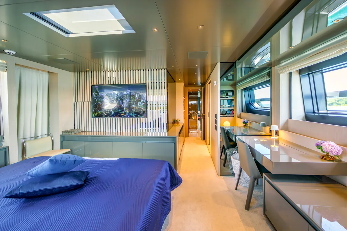 Cabin on Primus, a San Lorenzo SL 96 motor yacht at Seget Donji, Croatia