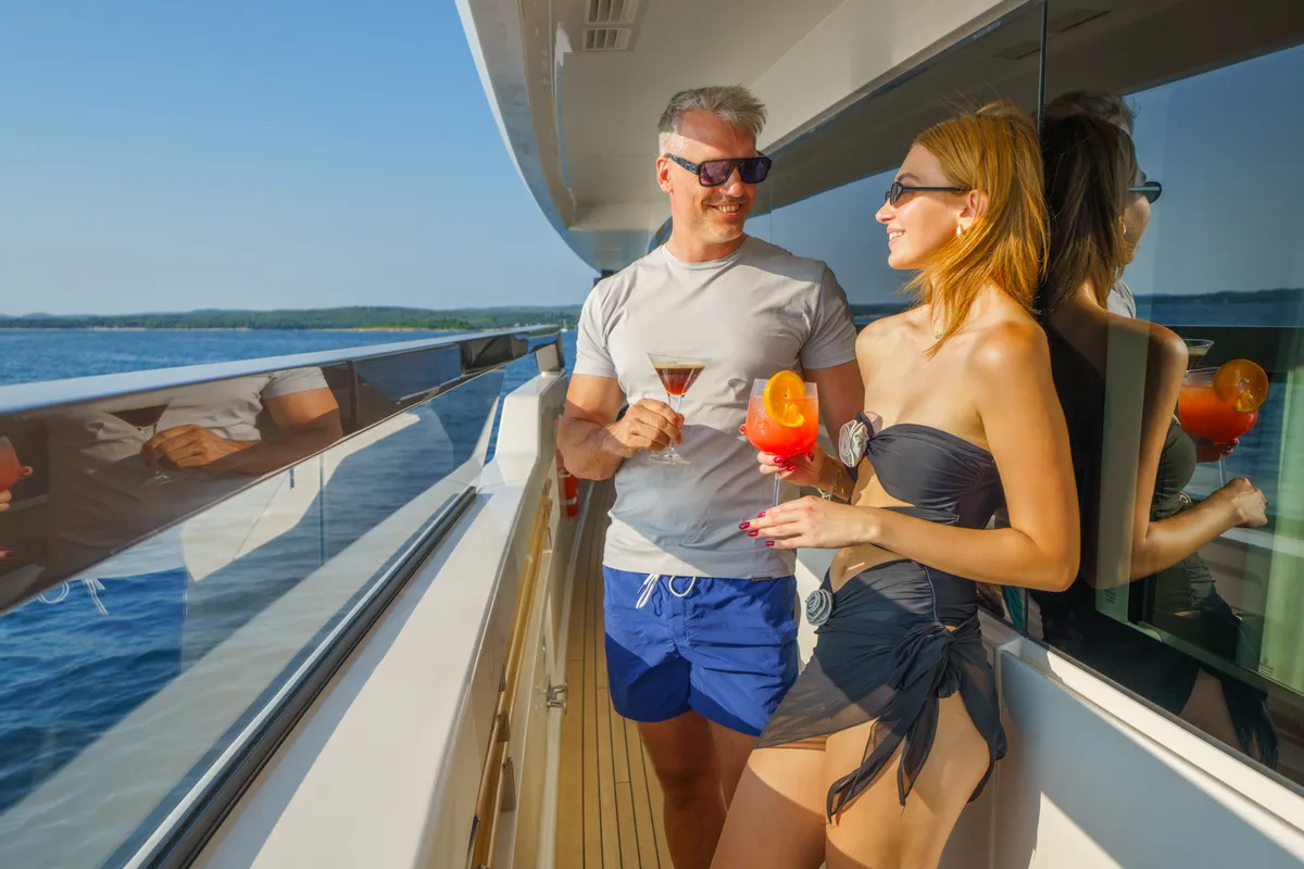 Deck of Primus, a San Lorenzo SL 96 motor yacht at Seget Donji, Croatia