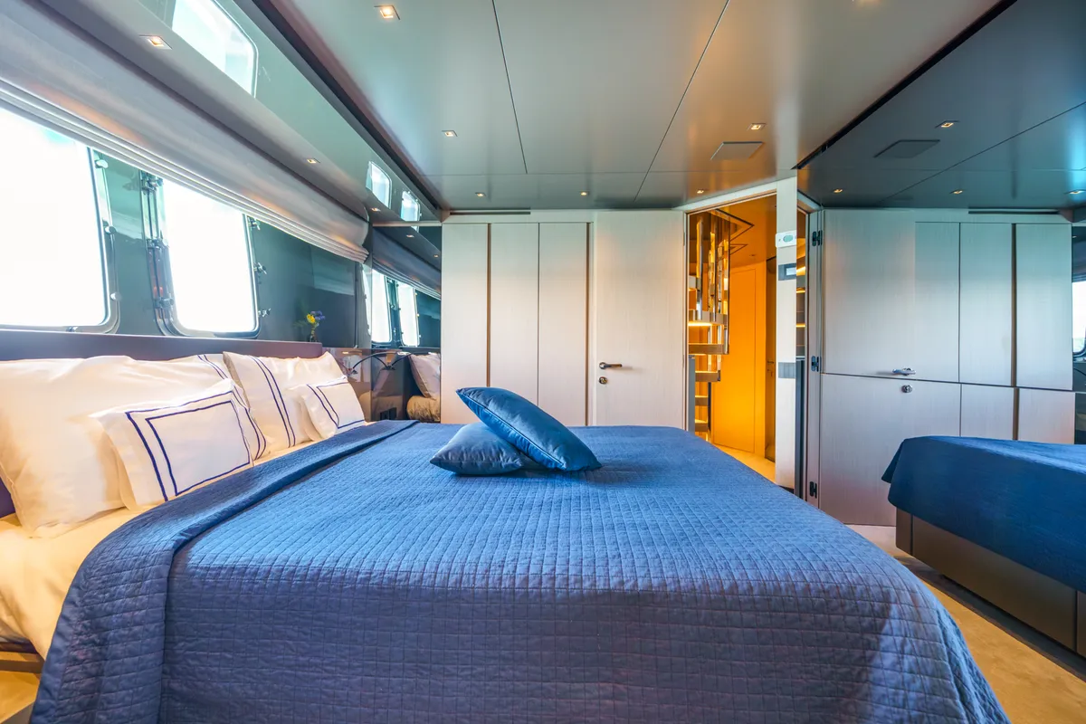 Cabin on Primus, a San Lorenzo SL 96 motor yacht at Seget Donji, Croatia