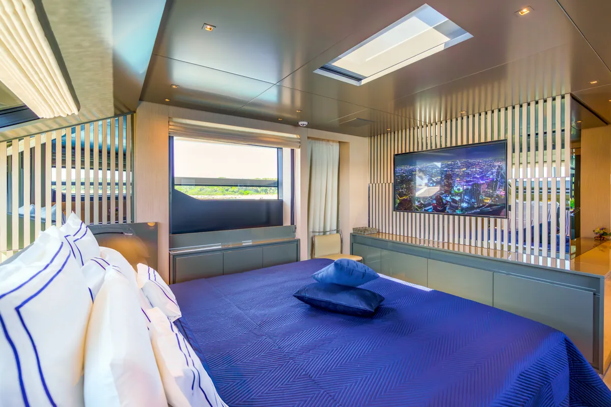 Cabin on Primus, a San Lorenzo SL 96 motor yacht at Seget Donji, Croatia