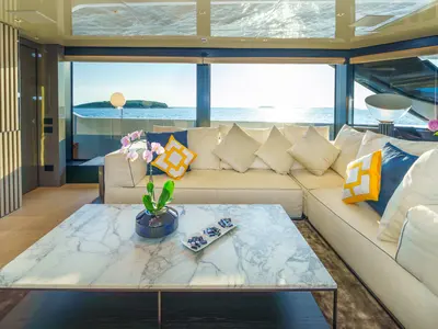 Salon of Primus, a San Lorenzo SL 96 motor yacht at Seget Donji, Croatia