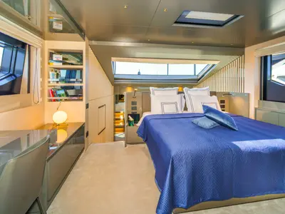 Cabin on Primus, a San Lorenzo SL 96 motor yacht at Seget Donji, Croatia