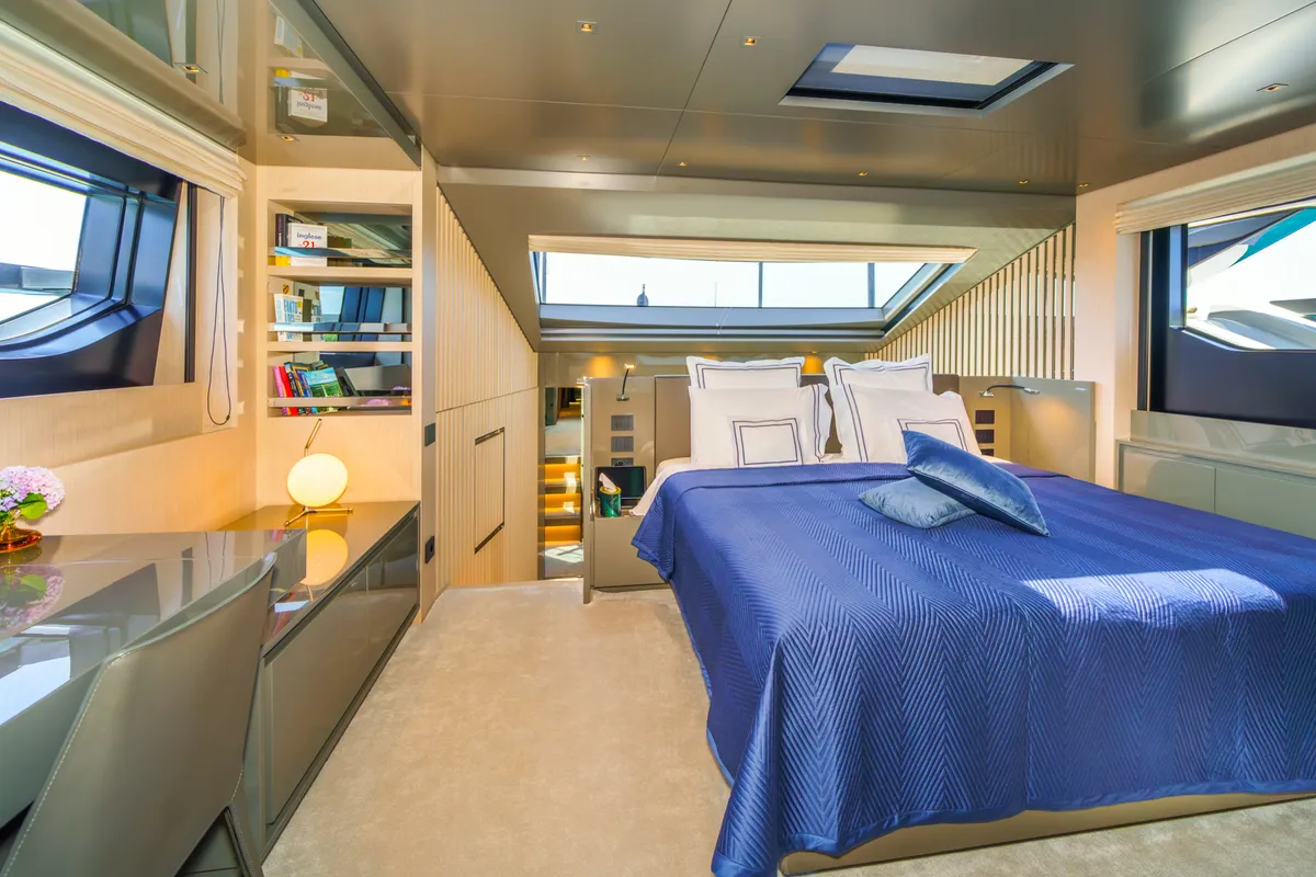 Cabin on Primus, a San Lorenzo SL 96 motor yacht at Seget Donji, Croatia