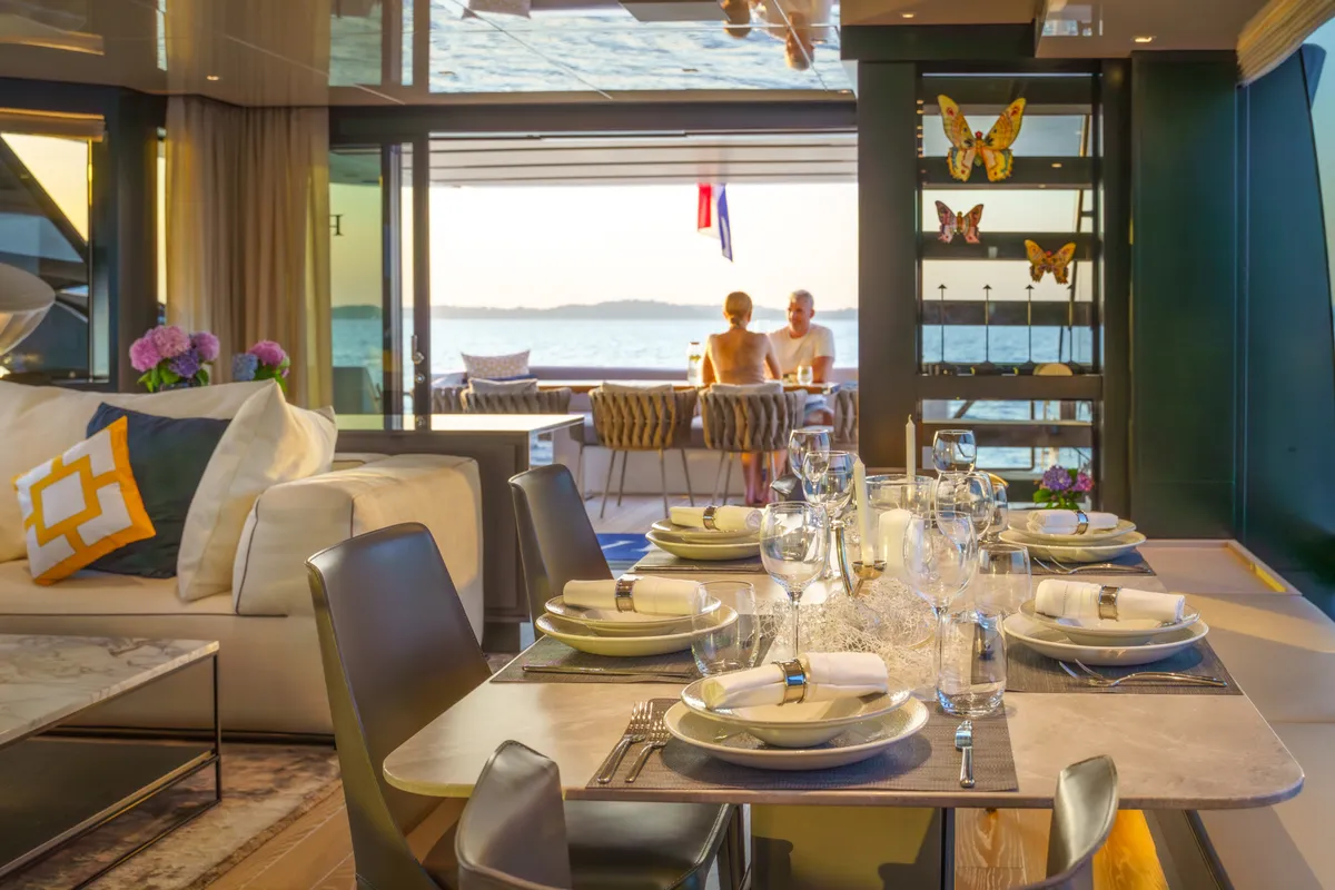 Salon of Primus, a San Lorenzo SL 96 motor yacht at Seget Donji, Croatia