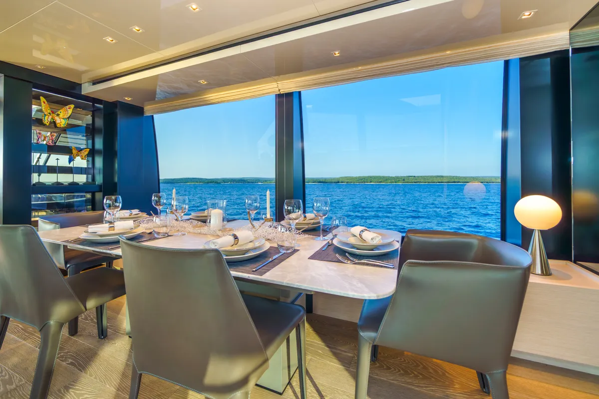 Salon of Primus, a San Lorenzo SL 96 motor yacht at Seget Donji, Croatia