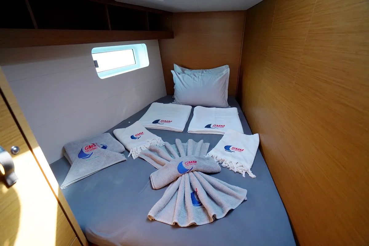 Cabin on Sunlark, a Jeanneau 54 sailboat at Marmaris, Turkey