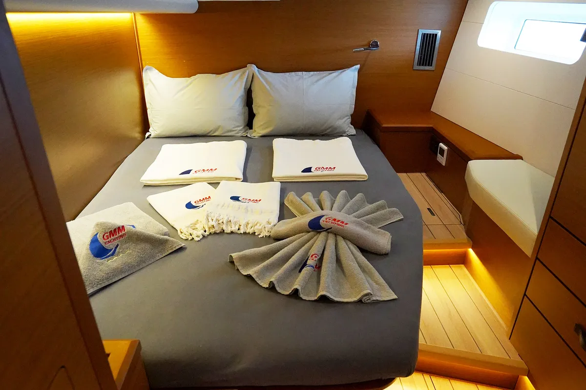 Cabin on Sunlark, a Jeanneau 54 sailboat at Marmaris, Turkey