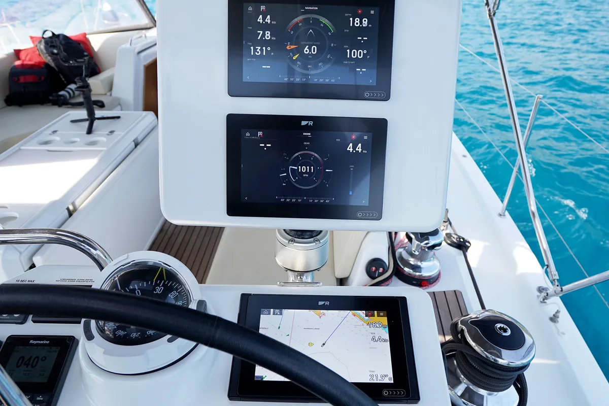 Cockpit of Sunlark, a Jeanneau 54 sailboat at Marmaris, Turkey