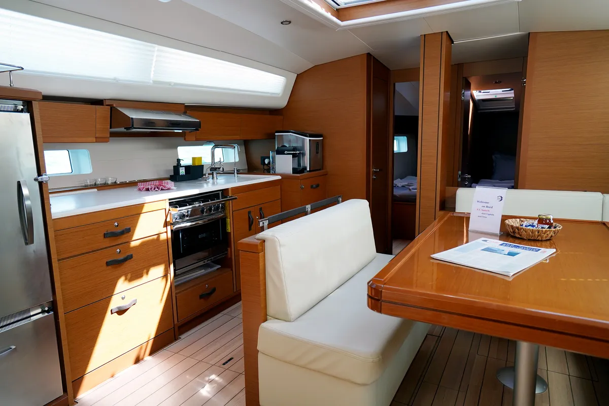 Galley of Sunlark, a Jeanneau 54 sailboat at Marmaris, Turkey