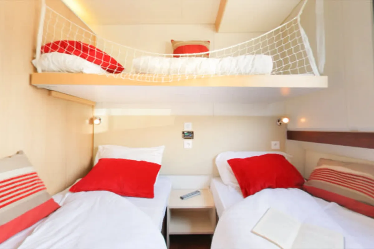 Cabin on Cygnet Vision 3, a motorboat at Saint-Usage, France