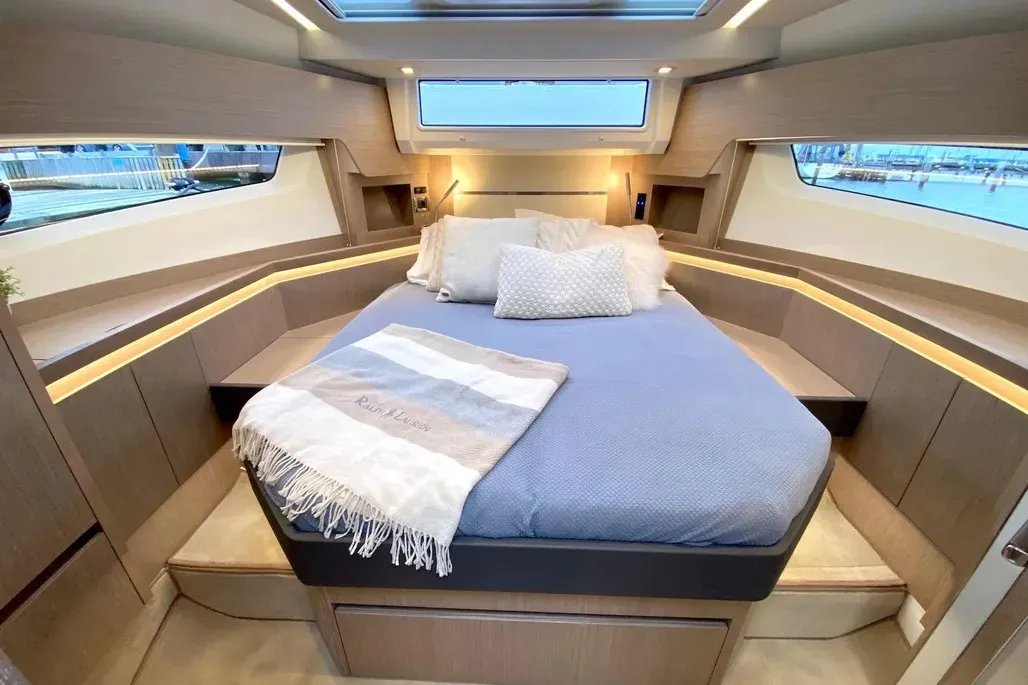 Cabin on Tireless Too, a Sealine F430 motor yacht at Grad Kaštela, Croatia