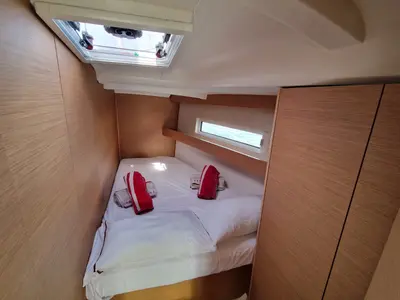 Cabin on Koala II, a Jeanneau Sun Odyssey 440 sailboat at Sant Antoni de Portmany, Spain