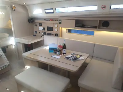 Salon of Magnum, a Beneteau Oceanis 40.1 sailboat at Athens, Greece