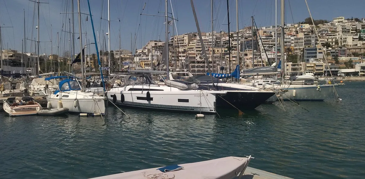 Exterior view of Magnum, a Beneteau Oceanis 40.1 sailboat at Athens, Greece