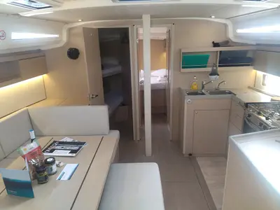 Galley of Magnum, a Beneteau Oceanis 40.1 sailboat at Athens, Greece