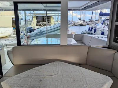 Lady Lety, a Leopard 45 catamaran at Procida, Italy