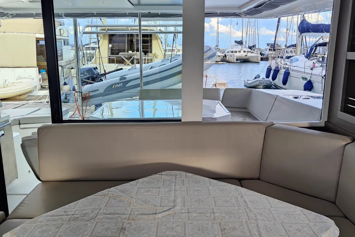 Lady Lety, a Leopard 45 catamaran at Procida, Italy